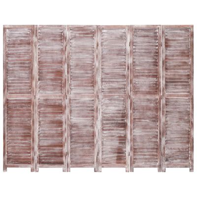 vidaXL Rumsavdelare 6 paneler brun 210x165 cm trä