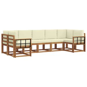 vidaXL Utomhussoffset med kudde 7 pcs Naturlig och Gr&auml;dde
