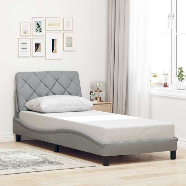 vidaXL Bed Frame without Mattress Light Grey 90x200 cm Fabric