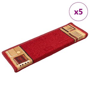 vidaXL Trappstegsmattor sj&auml;lvh&auml;ftande 5 st 65x21x4 cm r&ouml;d