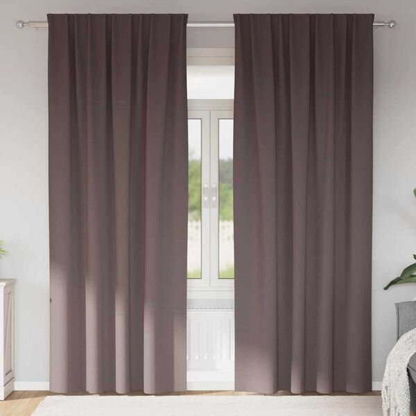 vidaXL M&ouml;rkl&auml;ggningsgardiner med Ringar 2 pcs M&ouml;rkbrun 245 x 140 cm