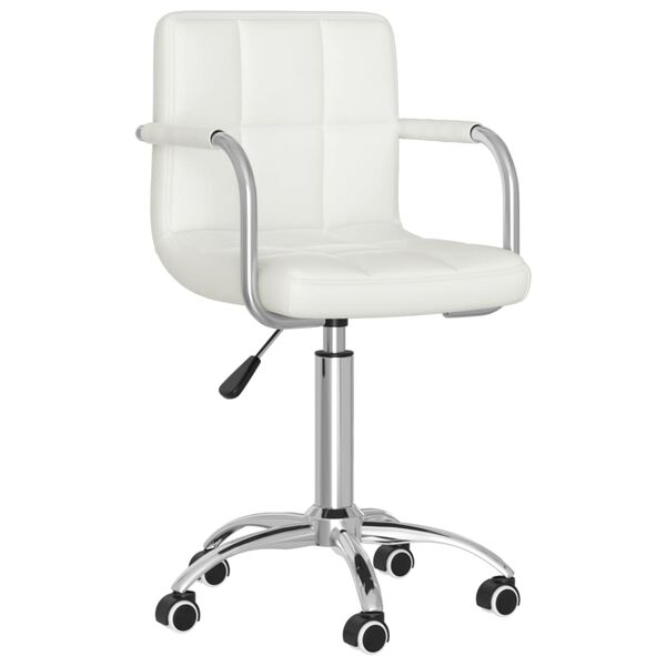 vidaXL Snurrbara matstolar 2 st vit konstl&auml;der