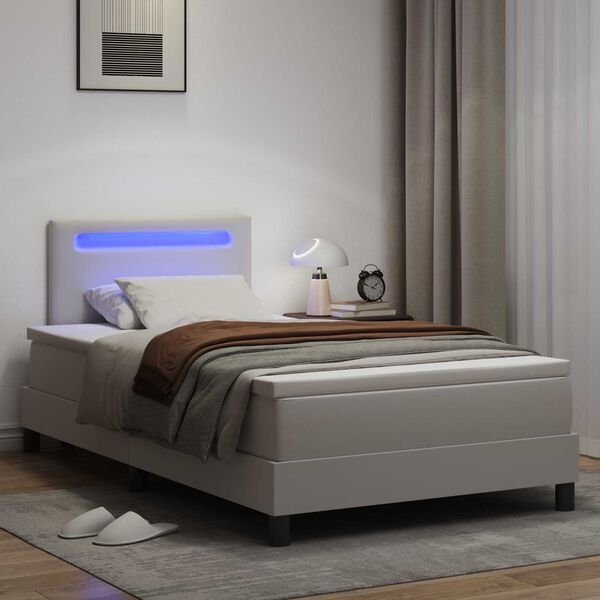 vidaXL B&auml;ddfj&auml;der med madrass Vit 120 x 190 cm Konstl&auml;der