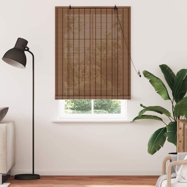 vidaXL Rullgardin med gardiner Brun 110 x 220 cm Bambu