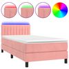 vidaXL Rams&auml;ng med madrass & LED rosa 80x200 cm sammet