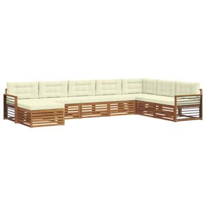 vidaXL Soffgrupper 8 pcs Naturlig och Gr&auml;dde Massivt Akaciatr&auml;