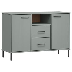 vidaXL Sk&auml;nk med metallben OSLO gr&aring; 113x40x77 cm massivt tr&auml;