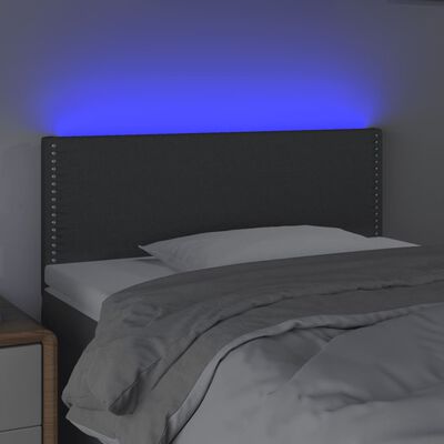 vidaXL Sänggavel LED mörkgrå 100x5x78/88 cm tyg