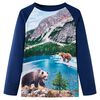vidaXL T-shirt med l&aring;nga &auml;rmar f&ouml;r barn marinbl&aring; 128