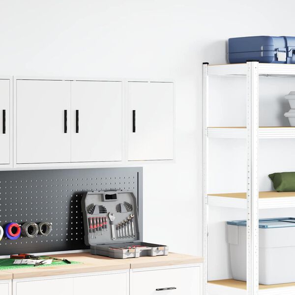 vidaXL V&auml;ggsk&aring;p f&ouml;r garage vit konstruerat tr&auml;