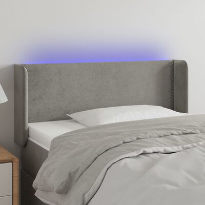 vidaXL Sänggavel LED ljusgrå 83x16x78/88 cm sammet