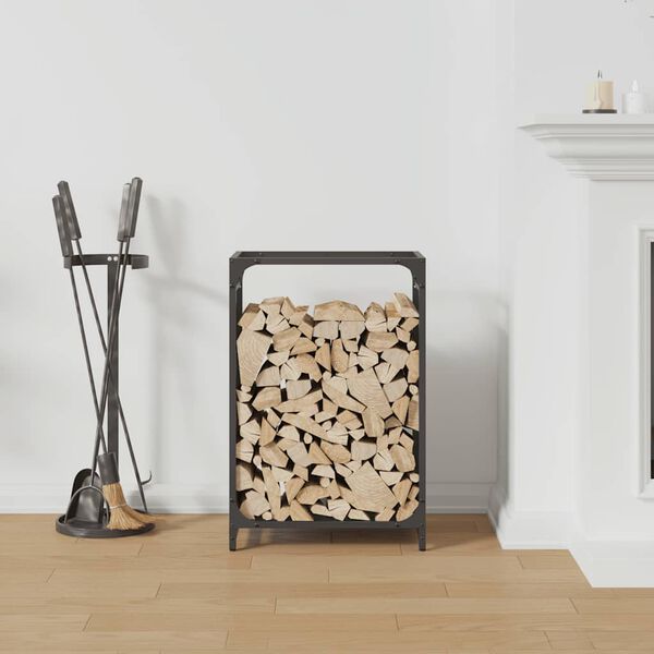 vidaXL Vedst&auml;ll svart 44x28x65 cm kallvalsat st&aring;l