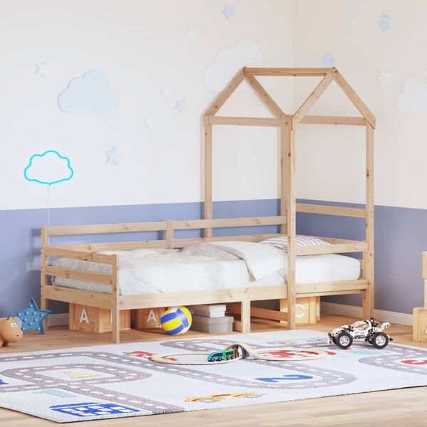 vidaXL Dagbädd med tak 90x200 cm massiv furu