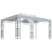 vidaXL Paviljong med dubbeltak och ljusslinga LED 3x4 m vit