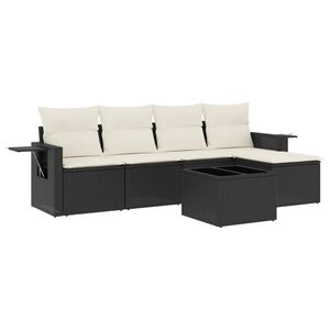 vidaXL Loungegrupp med dynor 6 delar svart konstrotting
