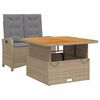 vidaXL Matgrupp f&ouml;r tr&auml;dg&aring;rden med dynor 2 delar beige konstrotting