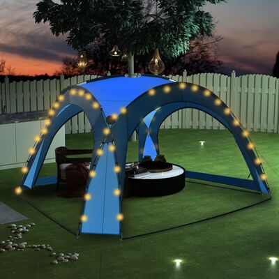 vidaXL Partytält med LED och 4 sidoväggar 3,6x3,6x2,3 m blå