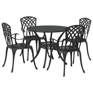 vidaXL Tr&auml;dg&aring;rdsm&ouml;belset 5 pcs Svart Aluminium