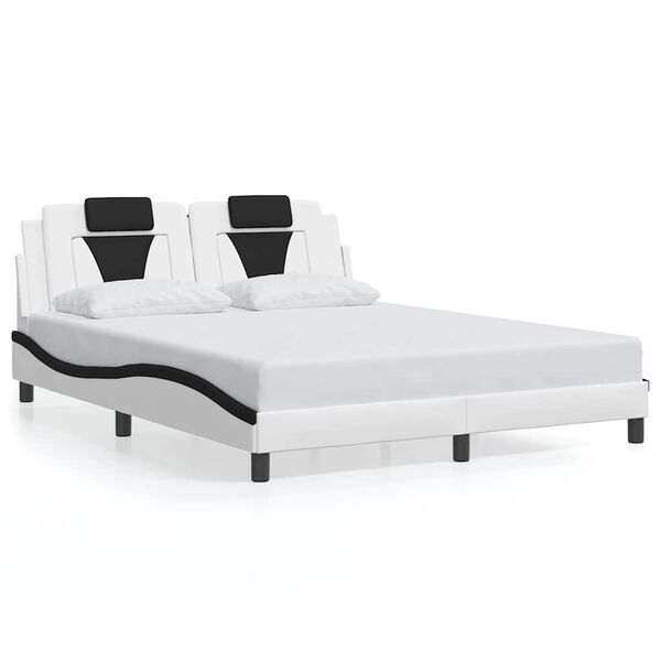 vidaXL Bed Frame "Viana" without Mattress White and Black 160x200 cm Faux Leather