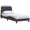 vidaXL Bed Frame with LED without Mattress Dark Brown 90x190 cm Fabric