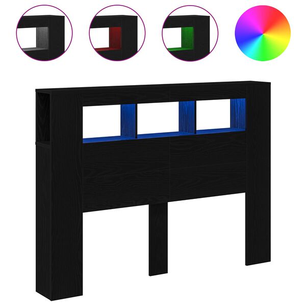 vidaXL LED huvuddyna Svart ek 140 x 18,5 x 103,5 cm Konstruerat tr&auml;