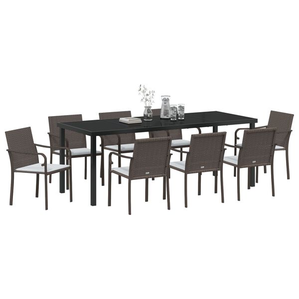 vidaXL Tr&auml;dg&aring;rdsm&ouml;belset 9 pcs Brun Poly rattan