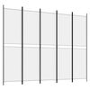 vidaXL Rumsavdelare 5 paneler vit 250x200 cm tyg