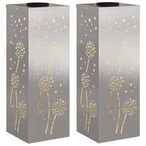 vidaXL Solar LED Stig Ljus 2 st Varmvit 18 x 18 x 50 cm Rostfritt st&aring;l