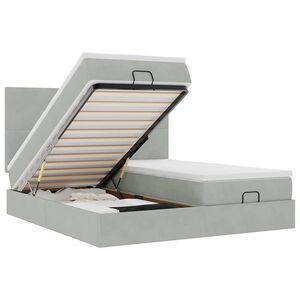 vidaXL Ottoman s&auml;ngram med madrasser ljusgr&aring; 200x200 cm sammet