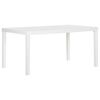 vidaXL Trädgårdsbord 150x90x72 cm PP vit