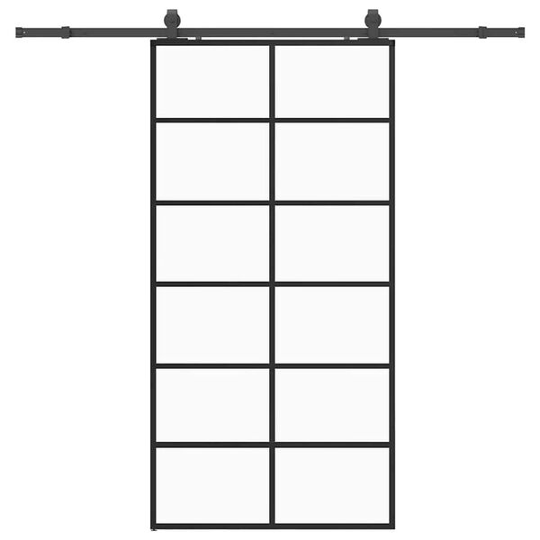 vidaXL Skjutd&ouml;rr med beslag svart 102x205 cm ESG-glas