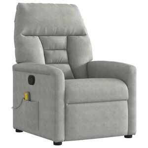 vidaXL Massagef&aring;t&ouml;lj ljusgr&aring; mikrofibertyg