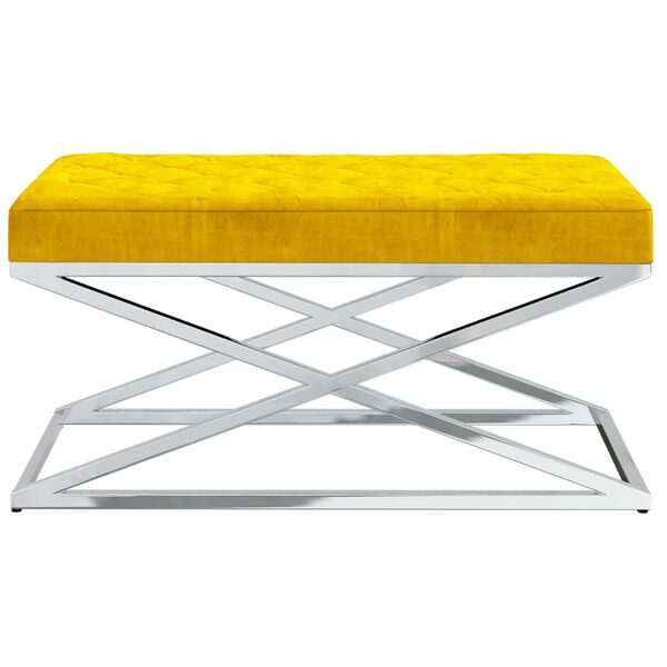 vidaXL B&auml;nk senapsgul sammet och rostfritt st&aring;l