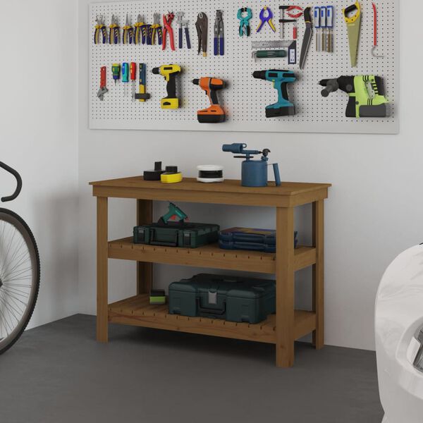 vidaXL Skob&auml;nk honungsbrun 110,5x50x80 cm massiv furu