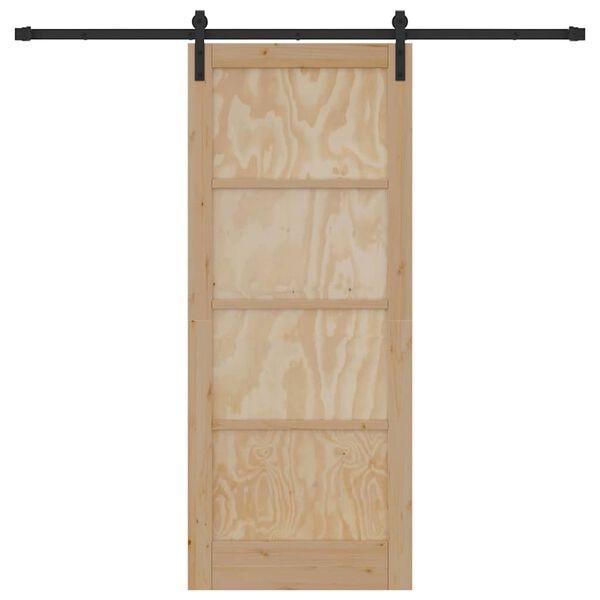 vidaXL Skjutd&ouml;rr Brun 83 x 202 cm Massiv furu