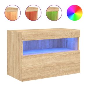 vidaXL V&auml;ggmonterad tv-b&auml;nk LED sonoma-ek 60x30x40 cm