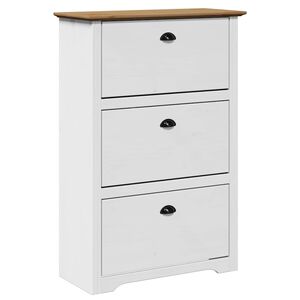 vidaXL Skohylla BODO vit och brun 80x35x118 cm