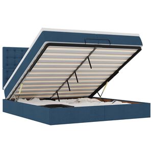 vidaXL Ottoman s&auml;ngram med madrasser bl&aring; 200x200 cm tyg