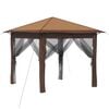 vidaXL Paviljong med 4 sidov&auml;ggar 2,6 x 2,6 m Beige och brun