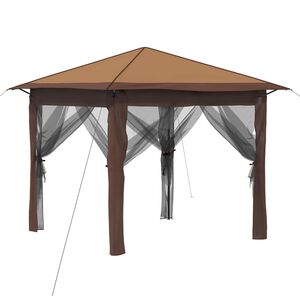 vidaXL Paviljong med 4 sidov&auml;ggar 2,6 x 2,6 m Beige och brun