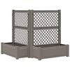 vidaXL Stort planter med spalj&eacute; 2 pcs Gr&aring; 143 x 143 x 133,5 cm PP