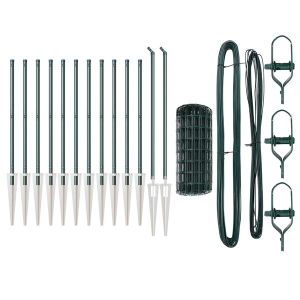 vidaXL St&auml;ngsel med stolpe Gr&ouml;n 0,4 x 25 m St&aring;l och PVC