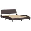 vidaXL Bed Frame with LED without Mattress "Hvar" Dark Brown 160x200 cm Fabric