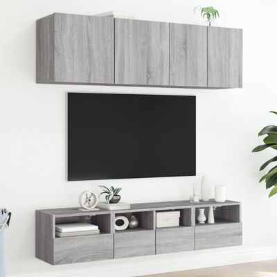 vidaXL Väggmonterad tv-skåp grå sonoma 40x30x30 cm konstruerat trä