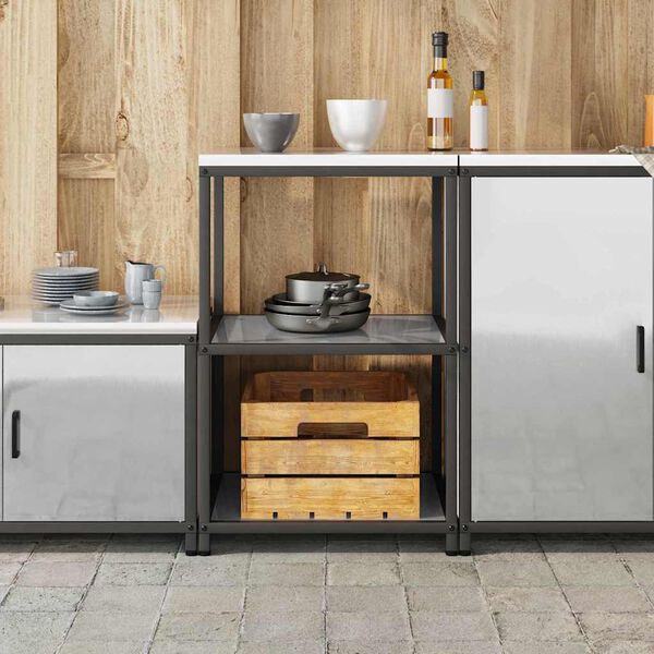 vidaXL Köksförvaring med hylla med lagring Silver 60 x 50 x 92 cm Stål