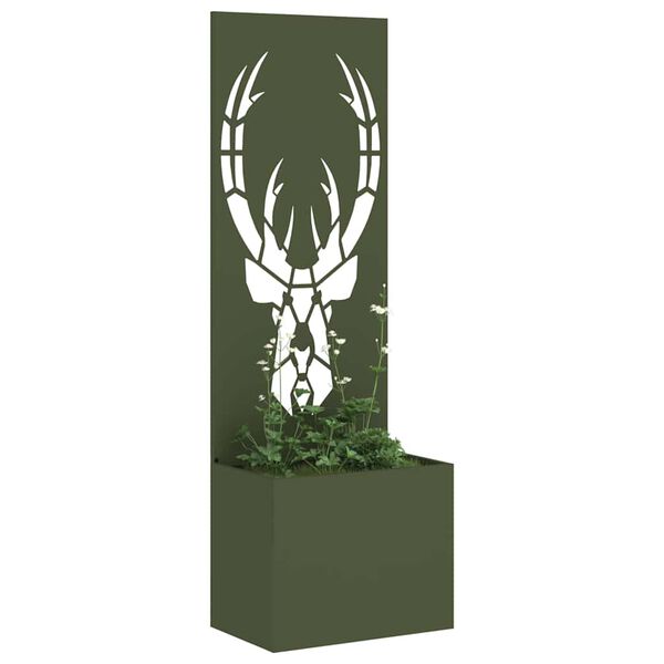 vidaXL Tr&auml;dg&aring;rds integritetssk&auml;rm Olivgr&ouml;n 50 x 140 cm Kallvalsat st&aring;l