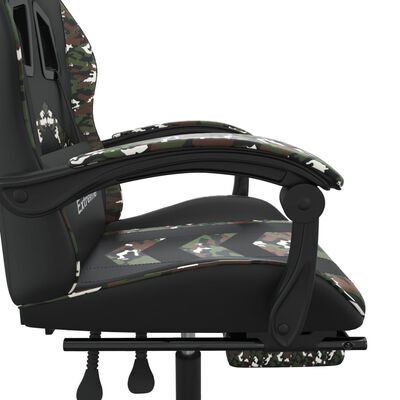 vidaXL Gamingstol med fotstöd svart och kamouflage konstläder