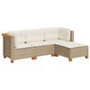 vidaXL Soffgrupp f&ouml;r tr&auml;dg&aring;rd med dynor 4 delar beige konstrotting