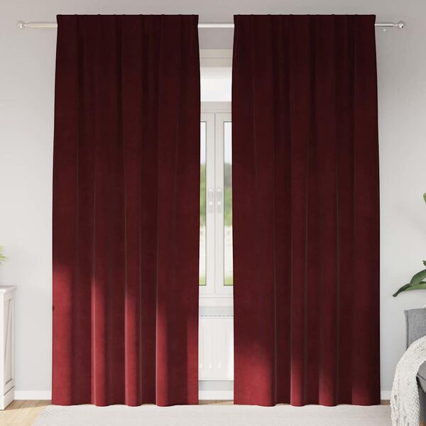 vidaXL M&ouml;rkl&auml;ggningsgardiner 2 pcs Vinr&ouml;d 140 x 260 cm Sammet