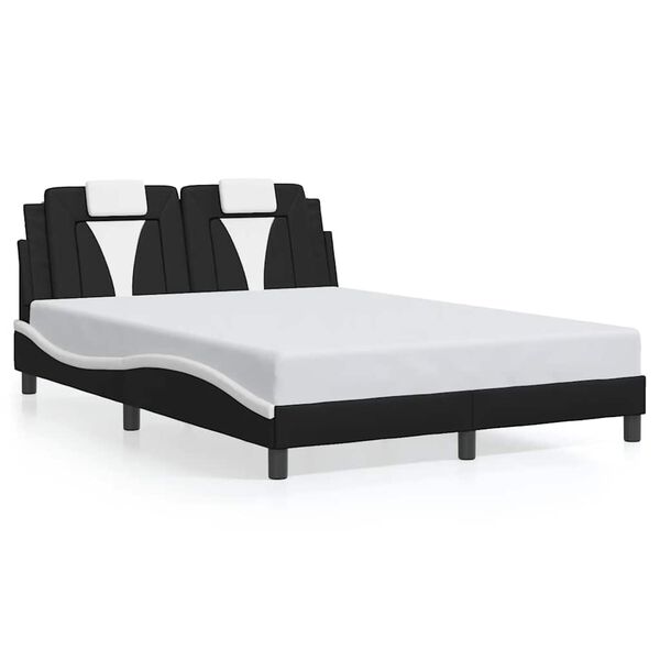 vidaXL Bed Frame "Viana" without Mattress Black and White 140x190 cm Faux Leather
